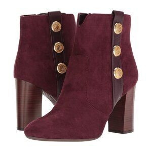 Tommy Hilfiger Burgundy Suede Boots with Heel
